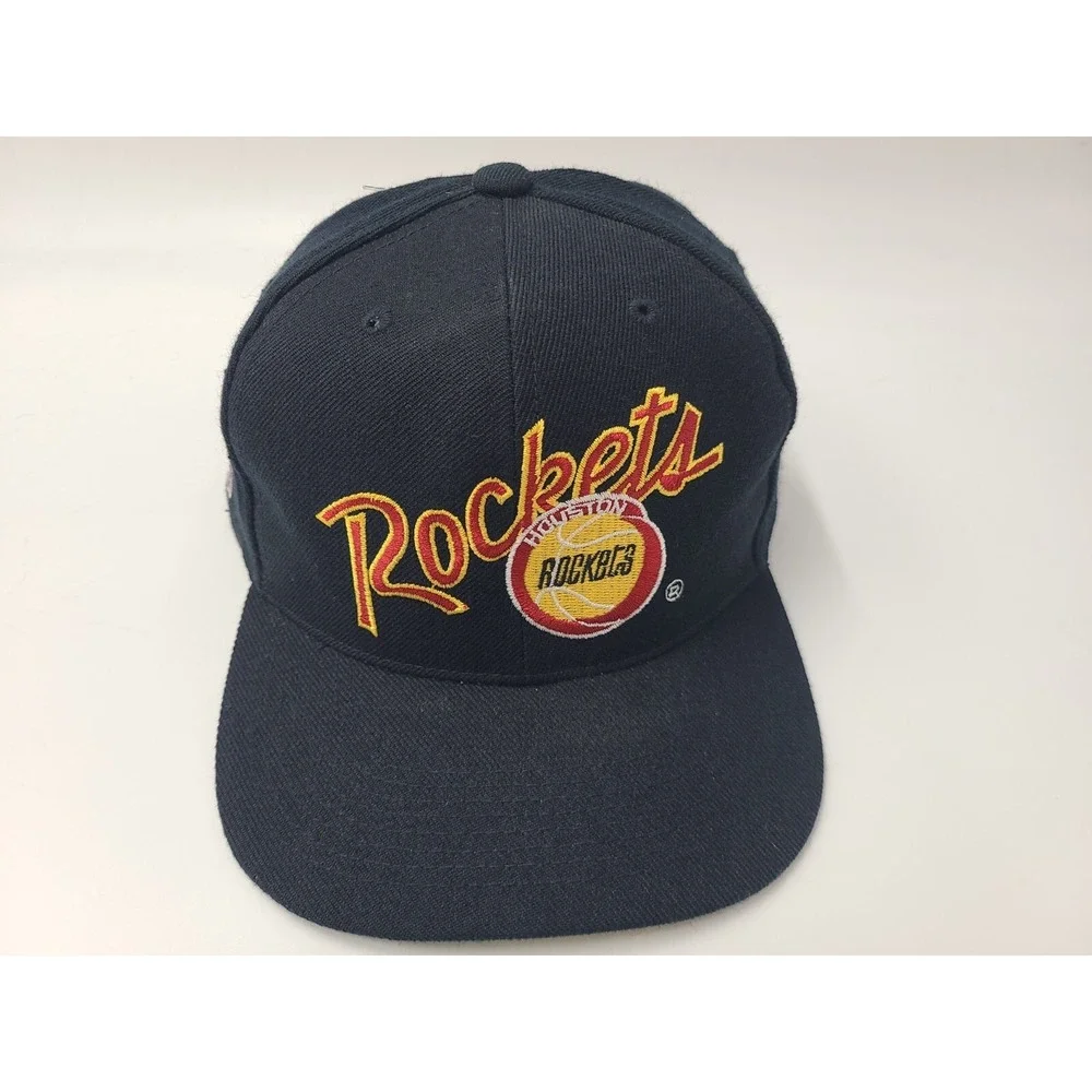 Vintage Houston Rockets Script Sports Specialties Fitted 6 5/8 Hat Cap NBA Black